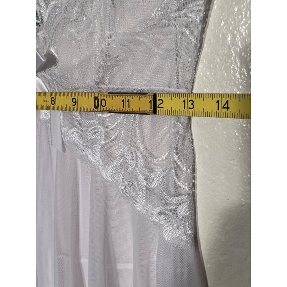 Avidlove M White Lace Babydoll Lingerie Adj Straps Satin Bow Sheer Mesh Skirt - Picture 13 of 15